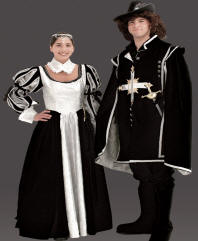 Musketeer Man Costume Musketeer Lady Costume Black