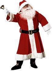 Plush Old Time Santa Claus Suit with hood costume