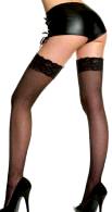 Fishnet Lace Top Thigh Hi Stockings w/Silicon Grips