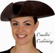 Brown Distressed Faux Leather Tricorn Hat 