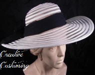 Victorian Large Brim White Straw Sheer Mesh Hat